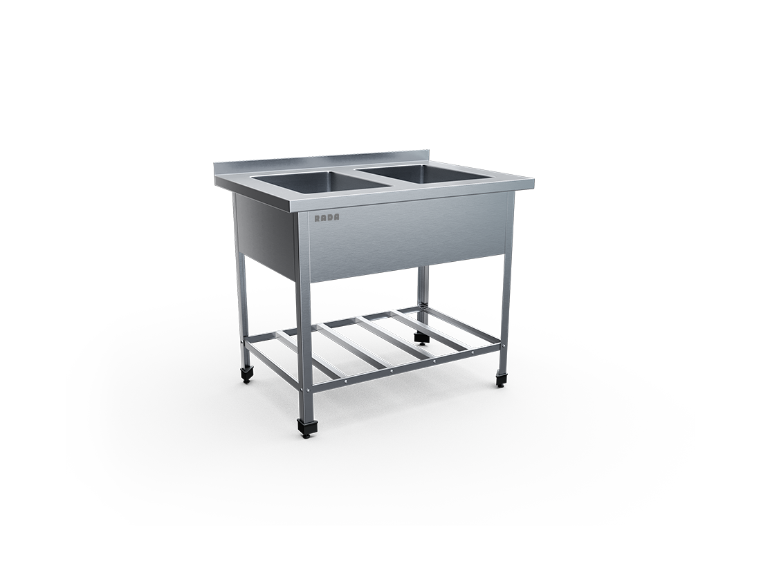 Ванна моечная цельнотянутая 2 емкости 500х400х300, с бортом (арт. ВМЦ-2-10/7-Р)