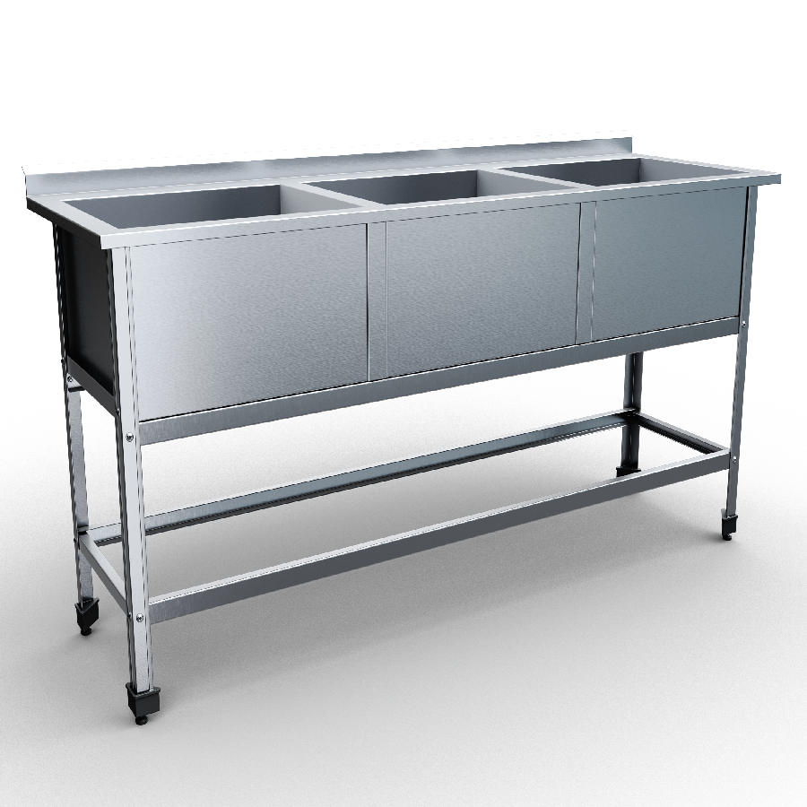 Ванна моечная сварная 3 емкости 2000х730х850