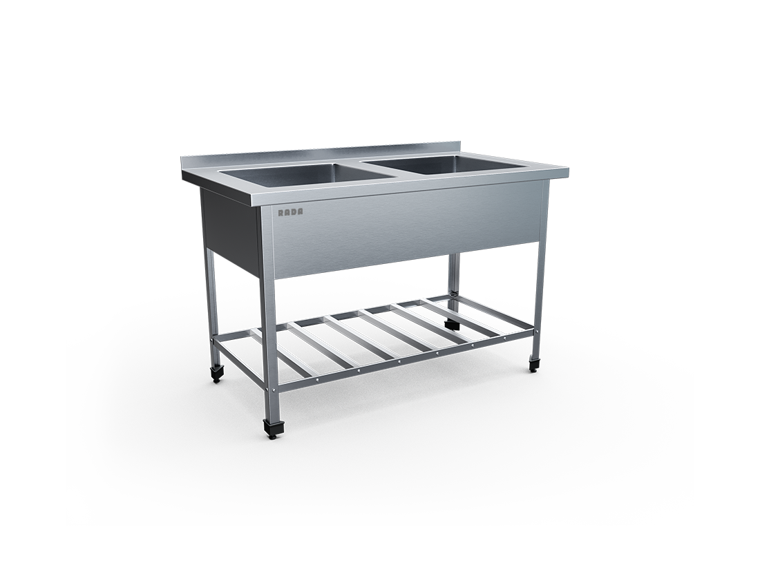 Ванна моечная цельнотянутая 2 емкости 600х500х300, с бортом (арт. ВМЦ-2-13/7-Р)