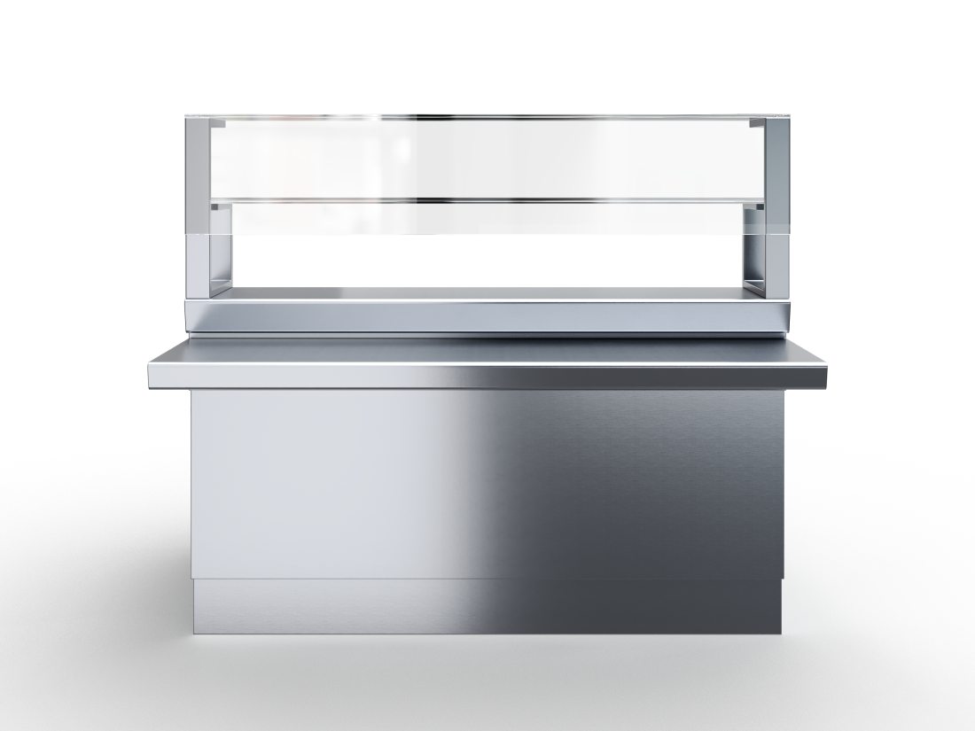 Прилавок нейтральный 1500 с двумя полками