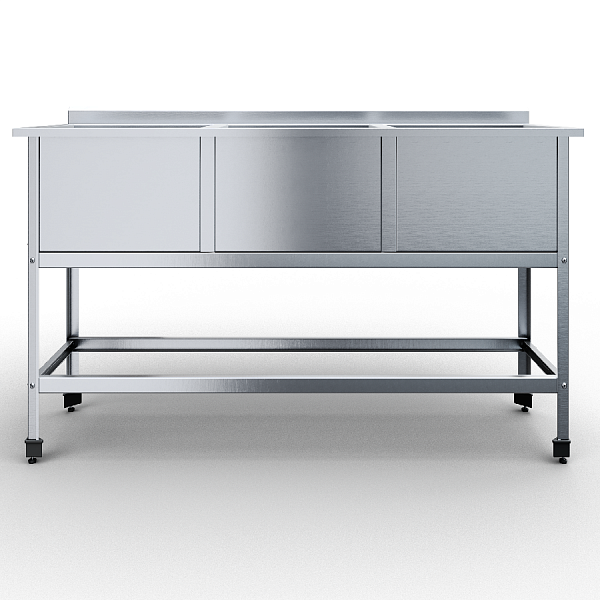 Ванна моечная сварная 3 емкости 1310х480х850